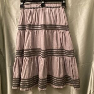 Avatar Clothing Fair Trade Grey Gray Tiny Waist Peasant Skirt W/Stripes XXS-XS